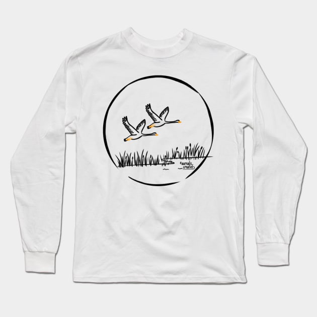 Canada: lake and geese Long Sleeve T-Shirt by Aurealis